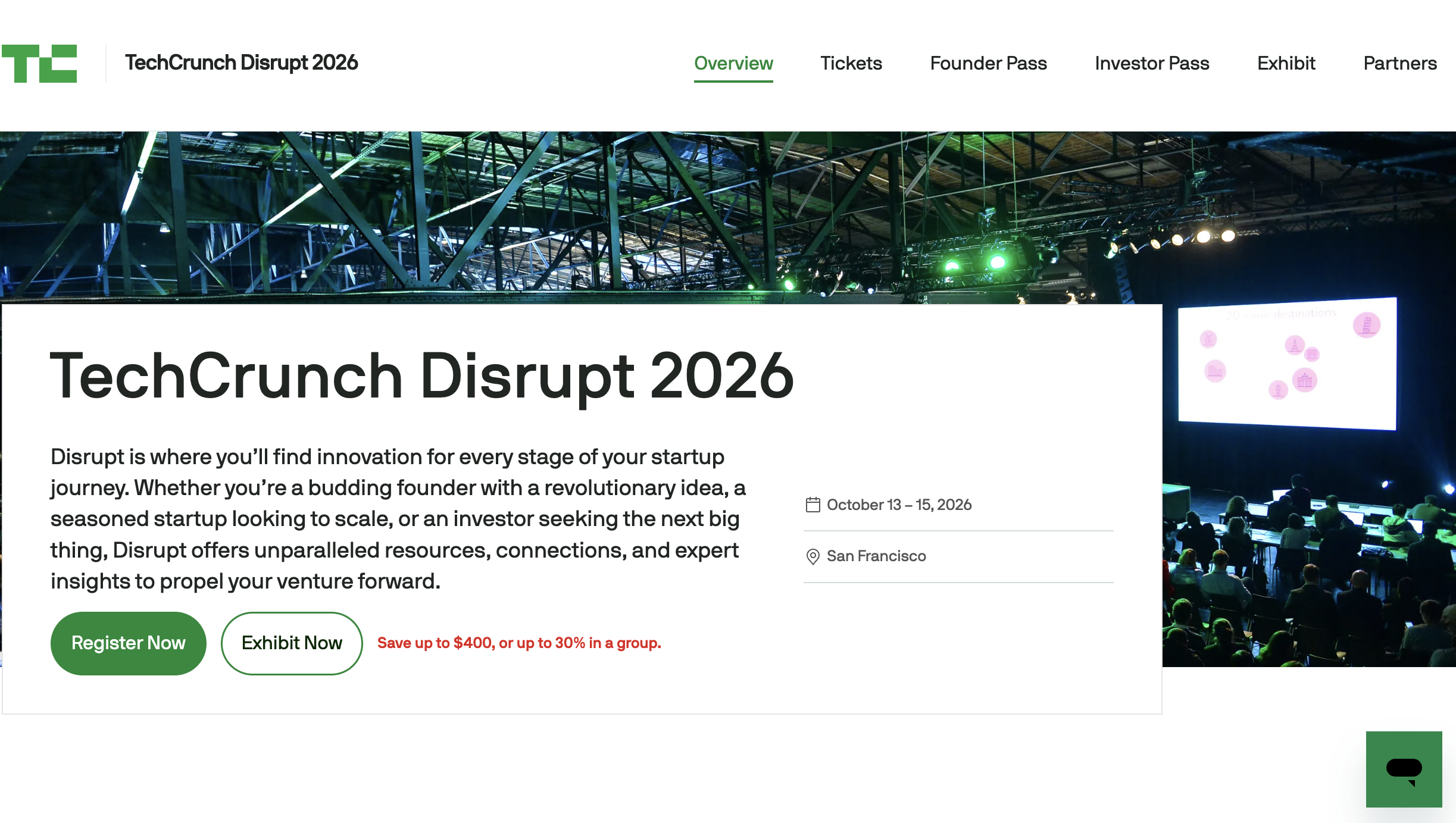 TechCrunch Disrupt 2026 homepage