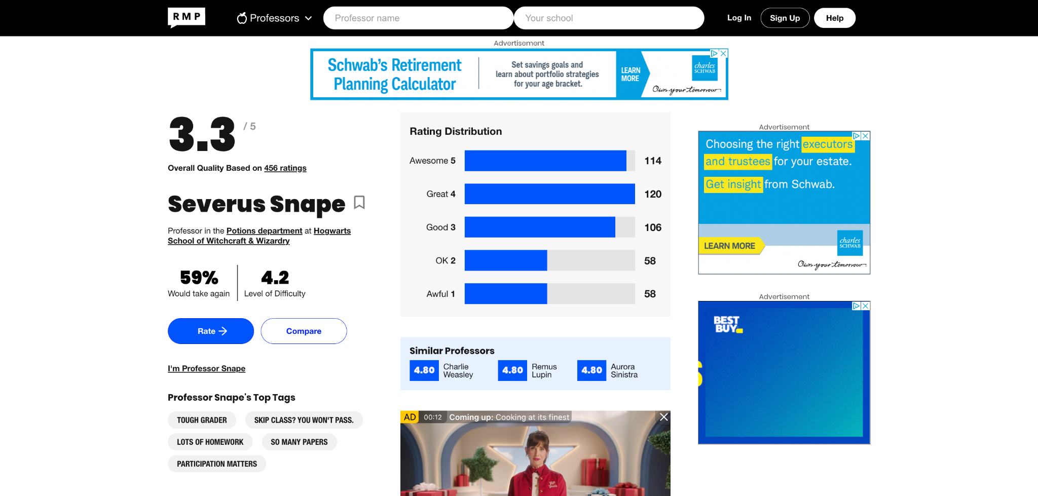 Example Rate My Professors profile